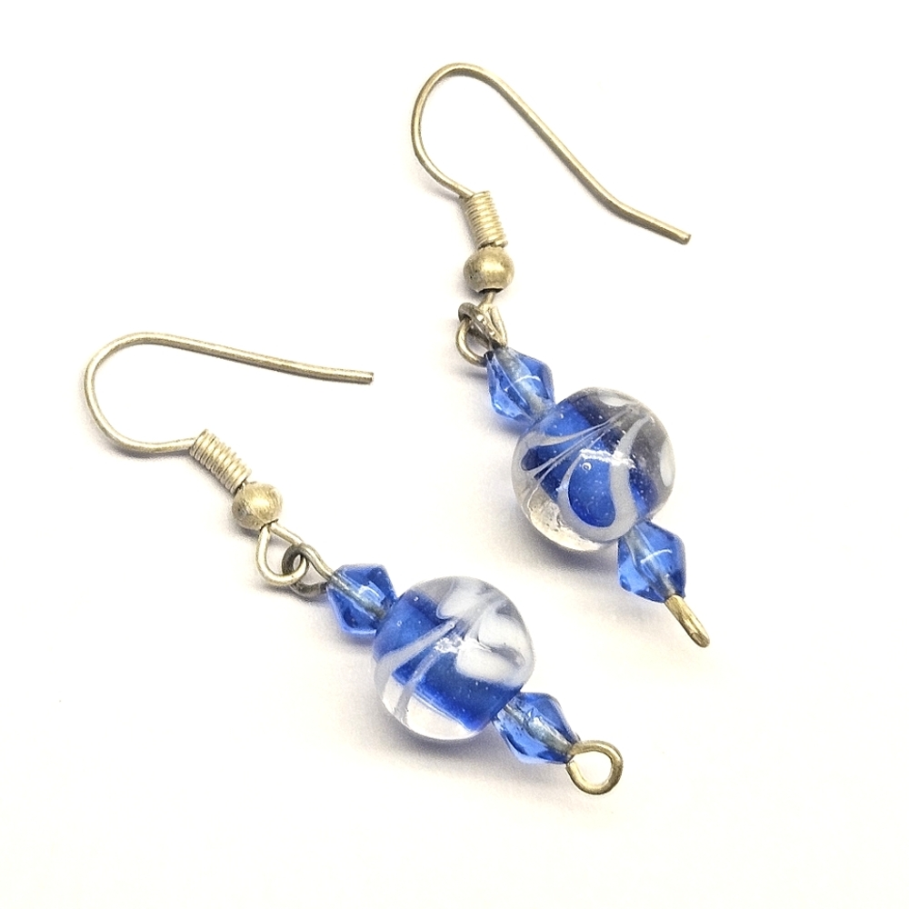 FREE with Bundle Purchase Blue Glass Beaded Earrings - Picture 1 of 3
